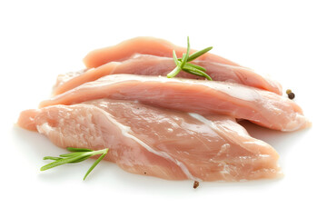 Raw chicken fillet meat isolated on a white background