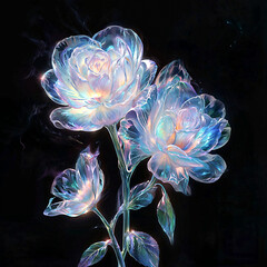 Ethereal Bloom: Tulle Petal Dreams in the Starlit Void