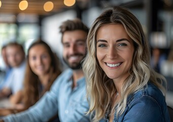 Fototapeta premium portrait of a group of people in a restaurant