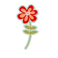 Abstract Cute Sticker Hand Drawn Line Art Floral Botanical