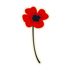 Abstract Cute Sticker Hand Drawn Line Art Floral Botanical