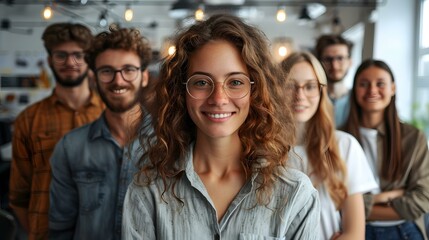 portrait of a group of young professionals smiling at the camera