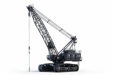 Realistic photograph of a complete Cranes,solid stark white background, focused lighting
