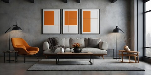 design scene modern design with  photo frame mockup