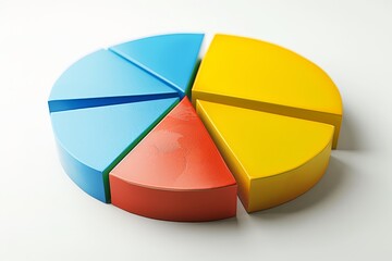 Fototapeta premium Realistic photograph of a complete Pie charts,solid stark white background, focused lighting