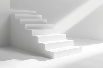 Realistic photograph of a complete Step diagrams,solid stark white background, focused lighting