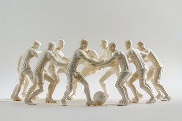 Obraz premium Realistic photograph of a complete Teamwork in sports,solid stark white background, focused lighting 