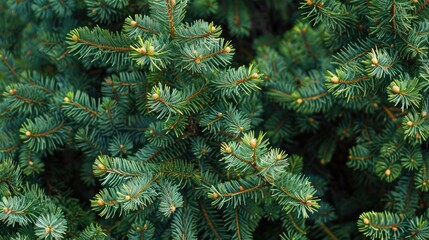 Prickly green branches of a Tien Shan spruce