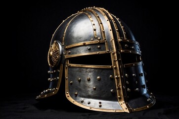 Radiant Knight's Helmet: Symbol of Valor Illuminated Against the Darkness