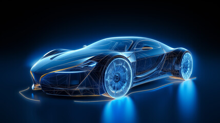 Naklejka premium Future technology holographic car