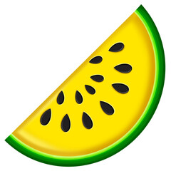 Fototapeta premium Cartoon watermelon icon on white illustration on transparent background