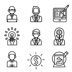business icon, communication icon, strategy icon, leadership icon, management icon, marketing icon, teamwork icon, web icon, technology icon, finance icon, office icon, development icon, investment ic
