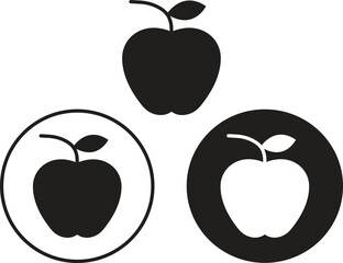 Set of Black apples along with leaves icons. Healthy apples Icons in trendy fill styles isolated on transparent background. Apple Icons page vectors illustration symbols for your web sites designs.