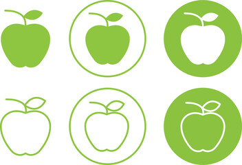 Set of Green apples along with leaves icons. Healthy apples Icons in trendy flat styles with editable stock isolated on transparent background. Apple Icons page symbols for your web sites designs.