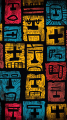 Obraz premium Craft vibrant and enigmatic abstract patterns dominated by shades of neon pink, cyan and neon yellow.