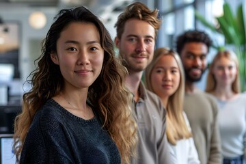 Fototapeta premium Portrait of a diverse group of young professionals smiling at the camera