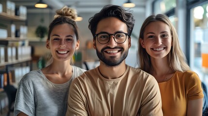 Portrait of a multiethnic group of young professionals smiling at the camera