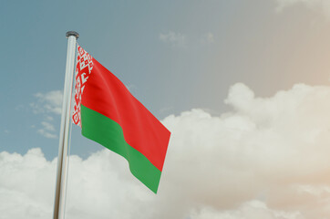 Belarus Flag with Sky Background 3d illustration image