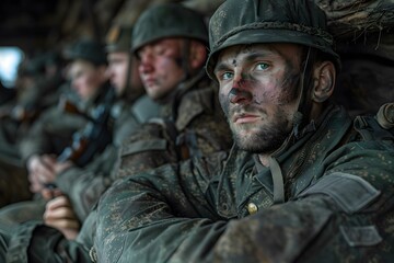 Close Up Of Soldiers In Camouflage Uniform During Military Training