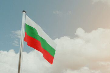 Bulgaria Flag with Sky Background 3d illustration image

