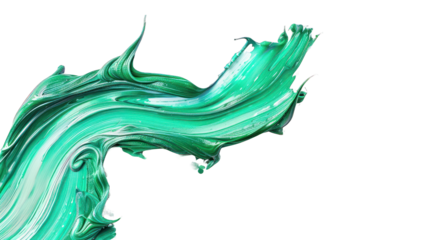 Green paint brush stroke isolated on a transparent background