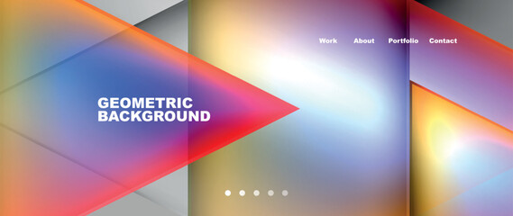 Flowing bright neon gradients geometric abstract background with triangles and lines. Fluid color pattern of color liquid gradient background for wallpaper, banner, background, card, landing page