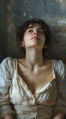 Fototapeta premium portrait of a young woman in a white dress