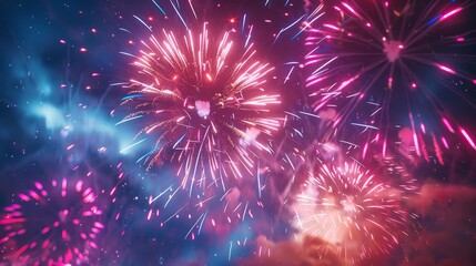 Fototapeta premium Freedom Fireworks show, night sky illuminated, celebrating freedom, special finale display, vibrant colors, realistic illustration