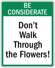Do not pick flower sign