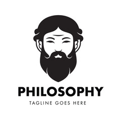 Silhouette logo design for a simple flat Head and Face of a person Ancient Chinese philosopher