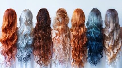 Dyed hair palette. Different hair colors. Various Hair Colors Set isolated on white background.