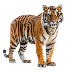 Royal Bengal Tiger front view full body isolate on transparency background PNG