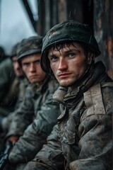 Fototapeta premium A soldier in a German military uniform during World War II.