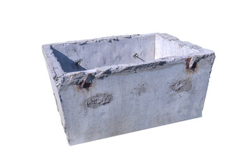 Reinforced concrete blocks of a storm well isolate on a white background.