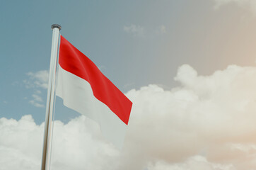 Monaco Flag with Sky Background 3d illustration image
