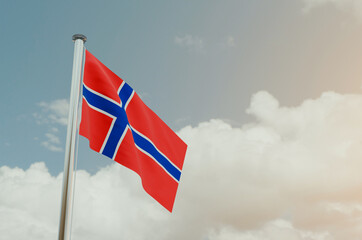 Norway Flag with Sky Background 3d illustration image
