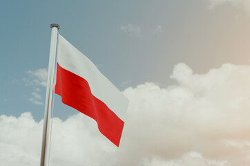 Poland Flag with Sky Background 3d illustration image
