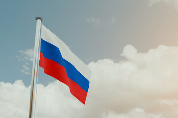Russia Flag with Sky Background 3d illustration image
