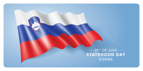 Slovenia statehood day vector banner, greeting card