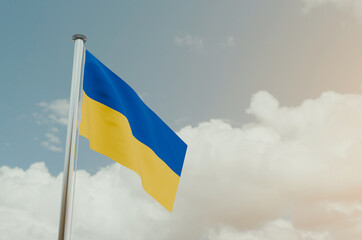 Ukraine Flag with Sky Background 3d illustration image
