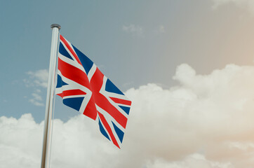 United Kingdom Flag with Sky Background 3d illustration image

