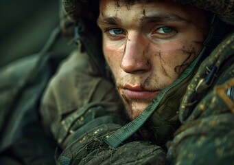 Fototapeta premium Portrait of a young soldier