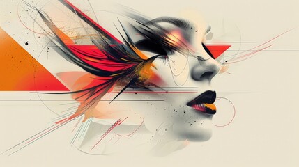 An avant-garde digital illustration that pushes boundaries with its rebellious imagery. The artwork features a combination of geometric shapes and fluid lines, creating a dynamic and unconventional