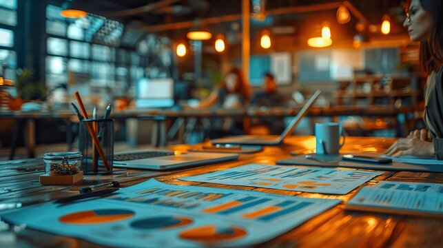 business team collaboration discussing working analyzing with financial data and marketing growth report graph in team presentation.illustration - Powered by Adobe