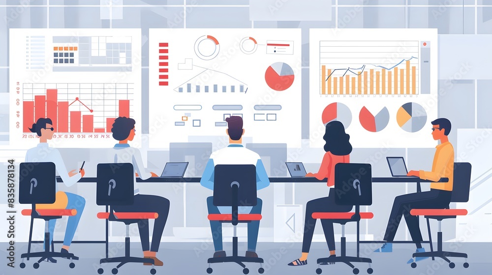 Poster a team of professionals analyzing data and using statistical tools to improve processes and reduce d