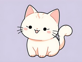 Fototapeta premium Cute cat kawaii vector icon illustration