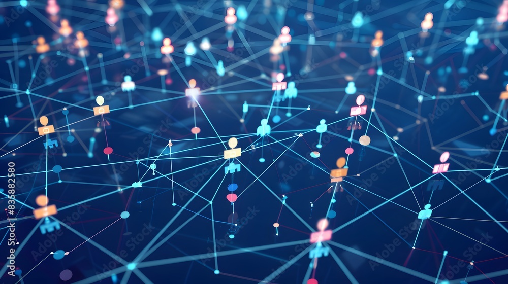 Poster a digital platform gaining value as more users join, illustrated by interconnected nodes and an incr