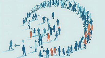  A dynamic scene showing customer retention efforts, with a contrast between leaving customers and those being successfully retained through engagement strategies