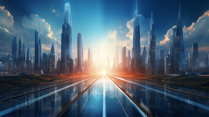 Naklejka premium futuristic city