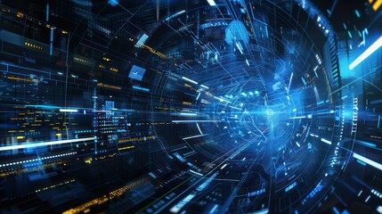 Fototapeta premium Futuristic Digital Network Cityscape